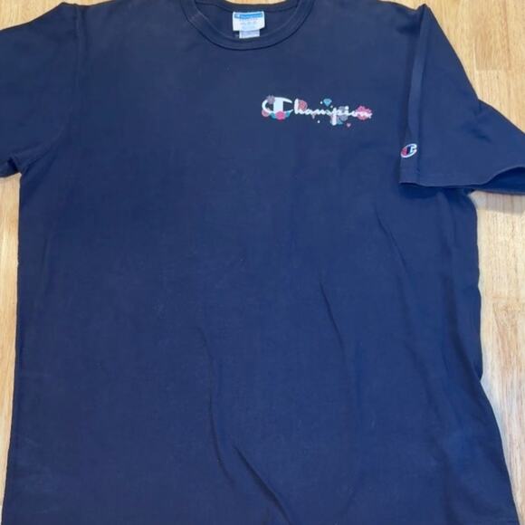 Champion Script Flower‎ Diamond Spade Logo Double Sided XXL T-Shirt - Picture 1 of 4